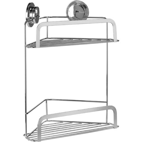 Croydex Stick 'n' Lock Adhesive Two Tier Corner Shower Caddy Basket Organiser
