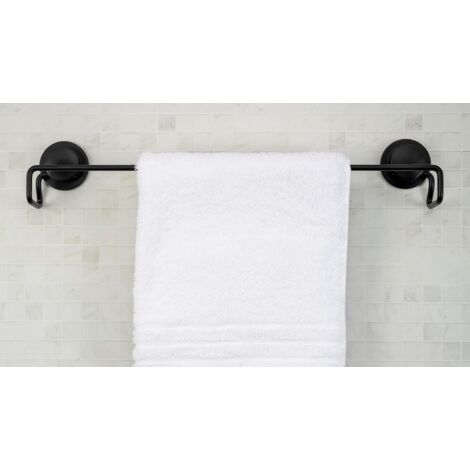 Croydex Stick 'n' Lock Black Adhesive Towel Rail Bar Bathroom Accessories
