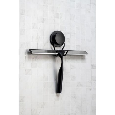 Croydex Stick 'n' Lock Black Shower Squeegee Adhesive Mount, Streak Free