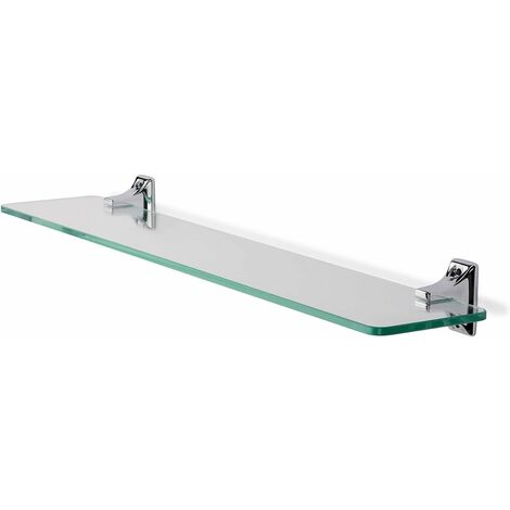 Croydex Sutton Wall Mounted Glass Shelf, Bathroom Storage, Chrome, 50cm