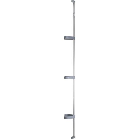 Croydex Telescopic Triple Corner Storage Basket Shower Caddy, Chrome Grey