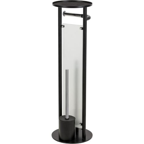 Croydex Toilet Butler, Toilet Roll Holder & Toilet Brush in Matt Black