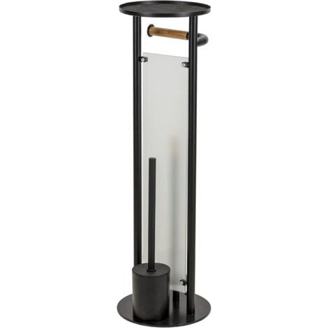Croydex Toilet Butler, Toilet Roll Holder & Toilet Brush in Matt Black