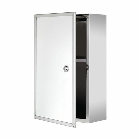 main image of "Croydex Trent Bathroom Lockable Medicine Cabinet Stainless Mirror"