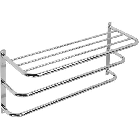 Croydex Wall Mounted Bathroom Towel Rack Tiered in Chrome, Storage Bar