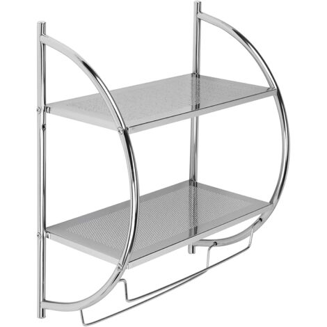 Croydex Wall Mounted Curved Shelfing Unit & Towel Rack for Bathroom
