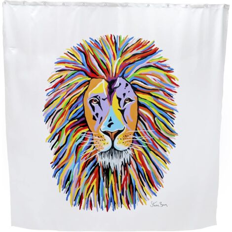 Croydex Waterproof Fun Patterned Shower Curtain - Lewis McZoo by Steven Brown Art