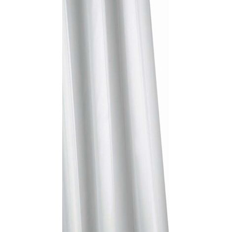Croydex Waterproof Plain White Textile Shower Curtain, Machine Washable