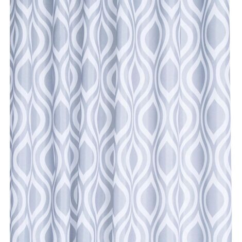 Croydex Waterproof Shower Curtain Grey Medallion Textile, Machine Washable