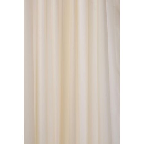 Croydex Waterproof Shower Curtain, Plain Ivory Fabric Curtain, 180x180cm