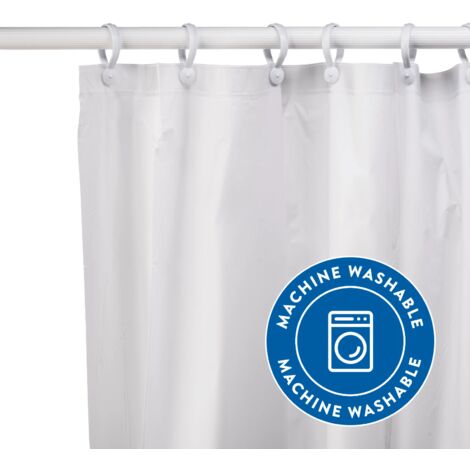 Croydex Waterproof Shower Curtain Plain White and Machine Washable PEVA