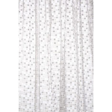 Croydex Waterproof Shower Curtain Silver Mosaic Fully PVC , 1800 x 1800m