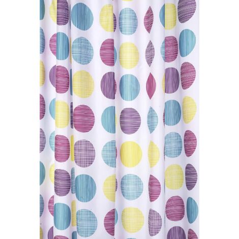 Croydex Waterproof Shower Curtain Textured Dots Machine Washable Fabric Curtain