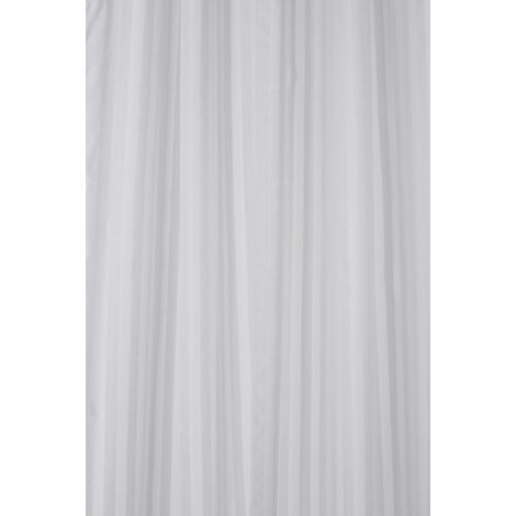 Croydex Waterproof Shower Curtain, White Stripe, Hookless, Cling-Resistant