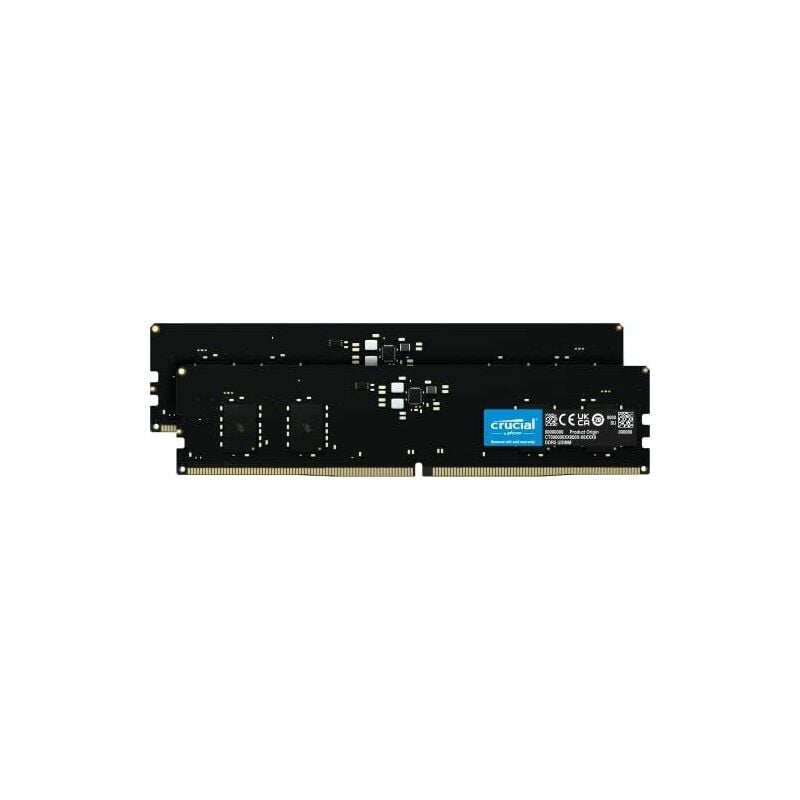 Ram CT2K8G48C40U5 16Go Kit (2x8Go) DDR5 4800MHz CL40 Mémoire de Bureau Noir - Crucial