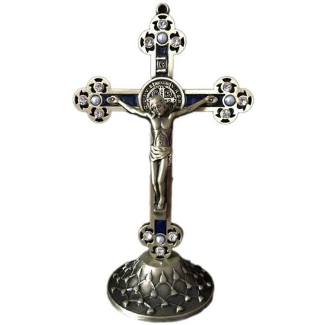 Crucifix sur pied avec socle pour la maison et (cuivre)--