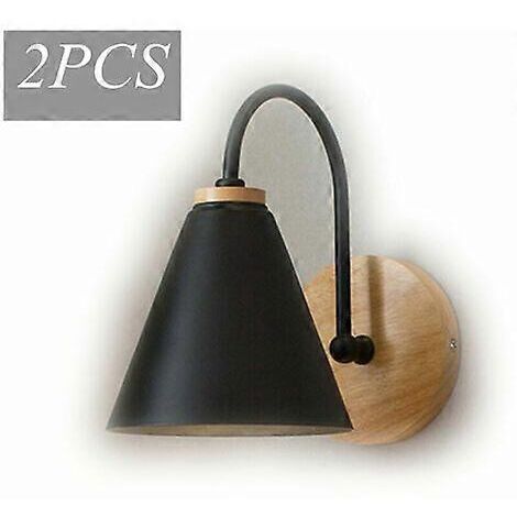 CRUEL 2 Pice Applique Murale Moderne en Bois (Noir) Applique Murale Rtro Minimaliste Applique Murale Nordique E27 pour Salon Chambre tude Porche Coulo