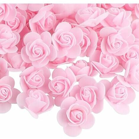 200Pcs Light Pink Mini Foam Fake Roses Flower Heads Small Artificial Flowers