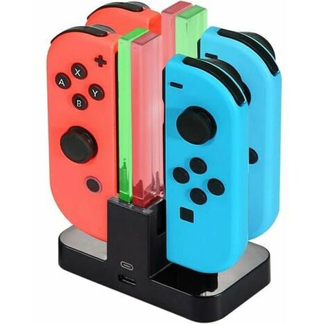 CRUEL 4 in 1 Ladegerät Ladestation für Joy Con, Ladestation für Nintendo Switch Controller Dock mit LED-Anzeige, USB Typ-C