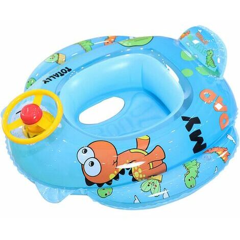 CRUEL Bebé Asiento Flotante Volante Anillo de Natación Coche Flotante Dibujos Animados Boya Inflable Anillo de Natación 7069cm (Dinosaurio Azul)