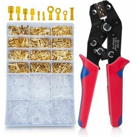 CRUEL Crimpadora SN-48B con 600pcs Terminales 2.8mm 4.8mm 6.3mm Macho Hembra Cableado Eléctrico Ferrules Crimpadora 0.25-1.5mm² Alicates Profesionales Herramienta Crimpadora