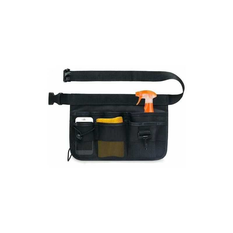 Modou - cruel Gardening Waist Bag, Multi Pocket Tool Bag Oxford Waterproof Adjustable Professional Tool Belt Bag for Home Garden Cleaning (Black)