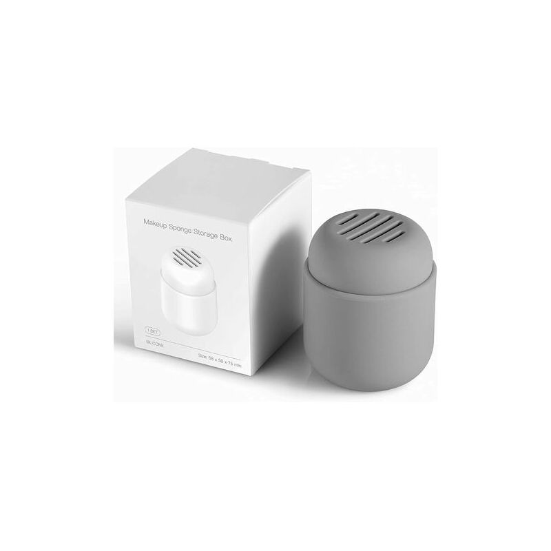 Cruel Makeup Sponge Holder - Beauty Sponge Blender Case, Reusable Washable Silicone Makeup Sponge Carrying Case (Grey).