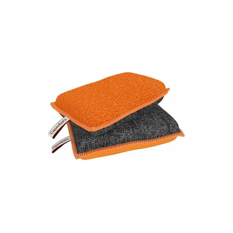 Cruel Reusable Washable Sponges - Scratch & Soft Sponges (Orange - 2 Pack)