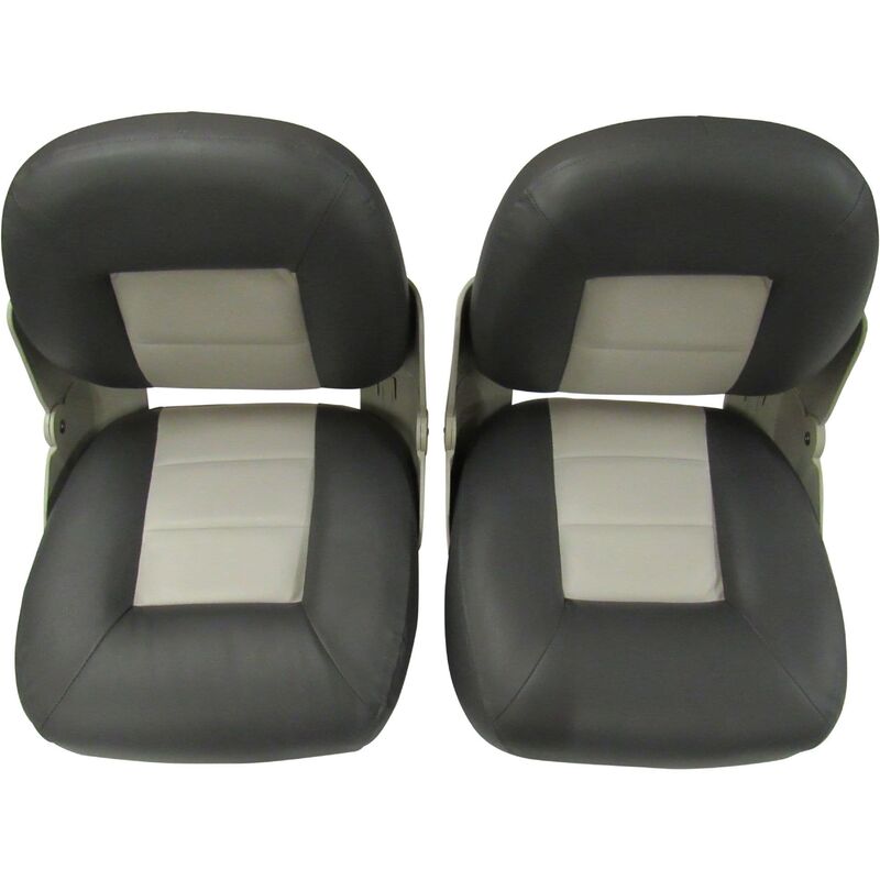 Cruise Style Folding Boat Seat Grey Charcoal X2 (Low Back Fishing Marine Replacement Upholstery)