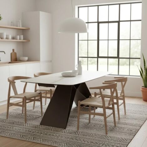 Cruise, Tavolo allungabile con top in Ceramica su vetro Marmo calacatta (100cm X 200/280cm H. 76cm)  Duzzle