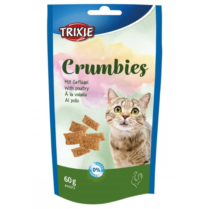 

Crumbie con aves de corral y taurina. Peso 60g. Para los gatos