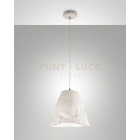 CRUMPLE SOSPENSIONE BIANCA 1 LUCE IN METALLO E CERAMICA ATTACCO E27