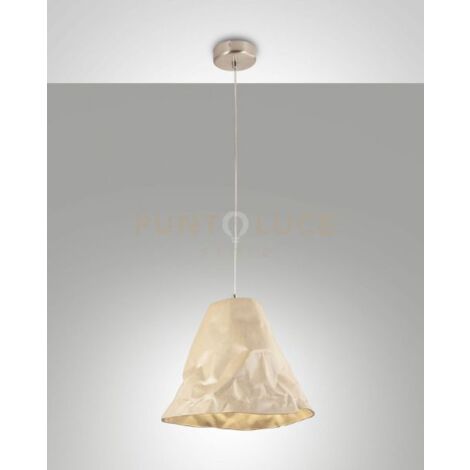 CRUMPLE SOSPENSIONE KAKI 1 LUCE IN METALLO E CERAMICA ATTACCO E28