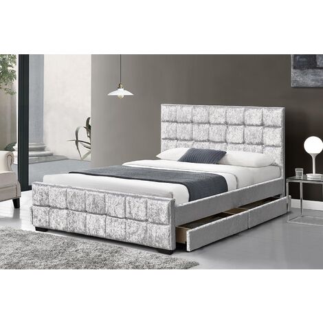 Crushed Velvet Upholstered Bed Frame Bedstead