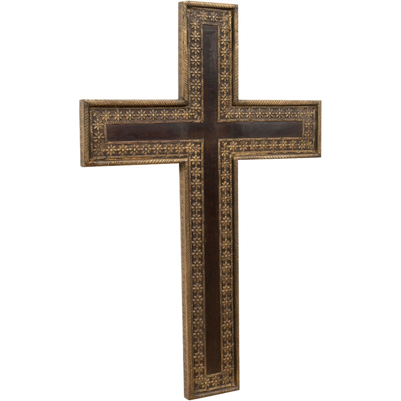 

Biscottini - Cruz de madera L45xPR3xH68 cm, Decoración de pared con acabados en relieve