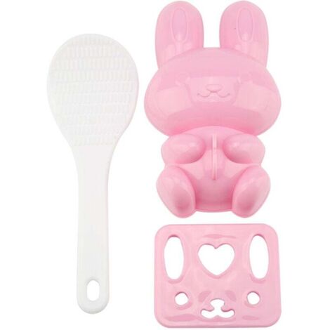 Cryfokt Cartoon Rabbit Sushi Rice Mold, Easy Onigiri Making Tool for Kids, Food Grade PP (PINK)