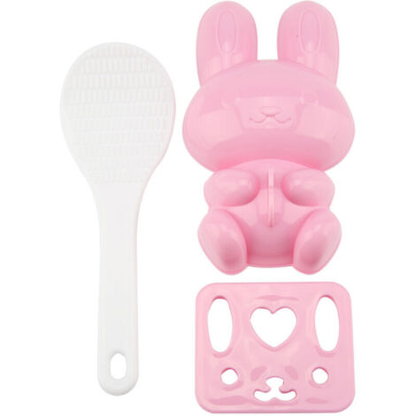 Cryfokt Moule à Riz Sushi Lapin de Dessin animé, Outil de Fabrication D'onigiri Facile pour Enfants, PP de qualité Alimentaire (PINK)