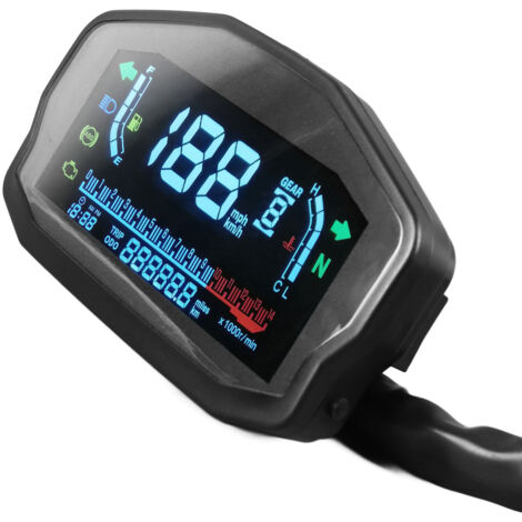 Cryfokt Odomètre de Compteur de Vitesse de lisibilité Facile à lisibilité, Groupe D'instruments D'affichage Numérique LCD avec Interface Conviviale, Caractéristiques du Rétroéclairage,.