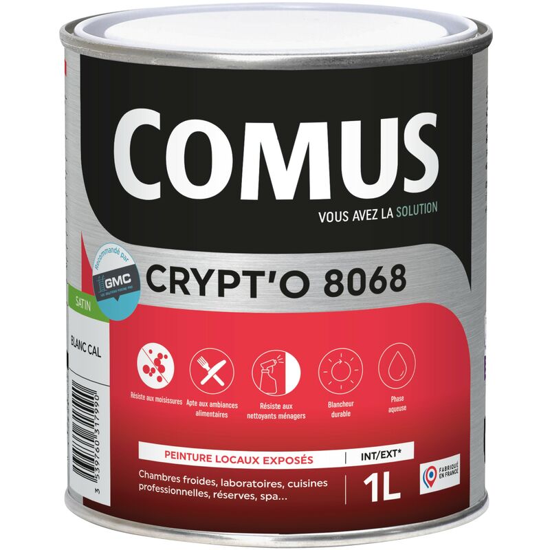 Crypt'o 8068 1L - Peinture de finition pour locaux exposés en phase aqueuse Comus