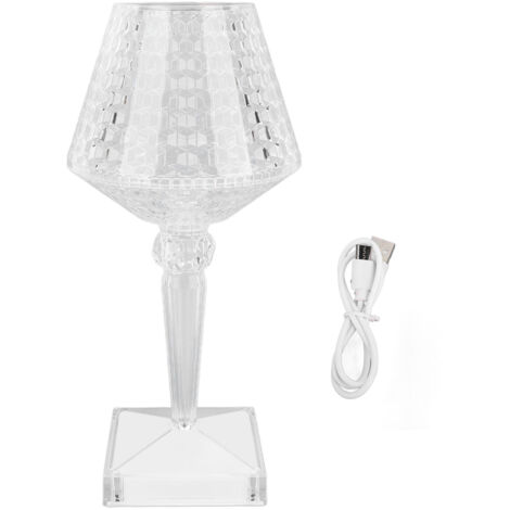 Crystal Acrylic Table Lamp Touch Control 3 Colors Stepless Dimming Cordless Desk Light for Bedroom Living Room
