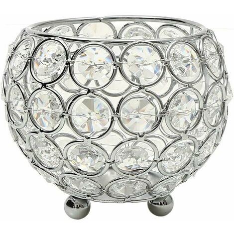 Crystal Christmas Candle Holder Candle Holder Silver Dish Warmer for Centerpiece Wedding Room Decoration, 10cm Diameter - Fits Candles Less than 5cm in Diameter