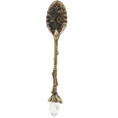 Crystal Head Vintage Pattern Shaped Coffee Spoon Dessert Spoon Dessert Scoop （Green Bronze）
