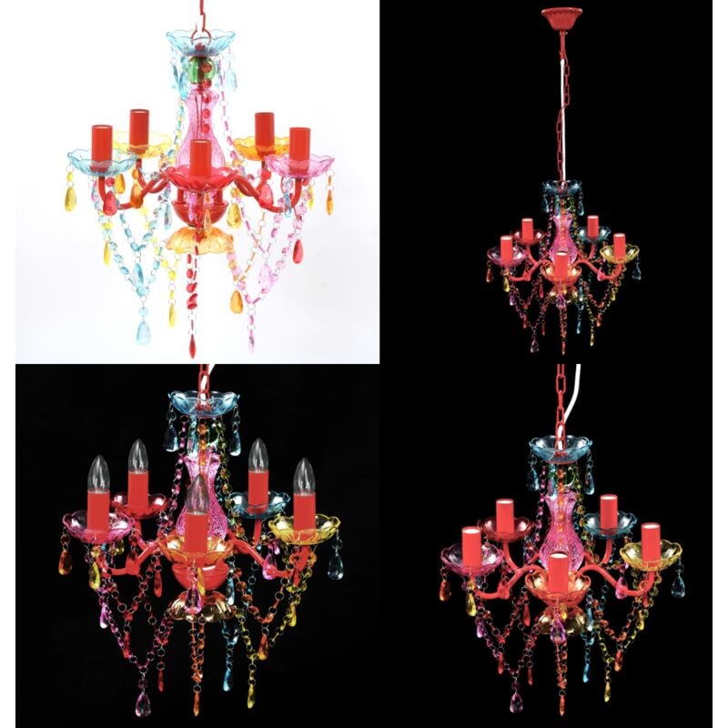 Vidaxl - Crystal Light 5 Ampoules Multicolore - Plafonnier en verre cristal artificiel - lustres - Home & Living - Multicolore