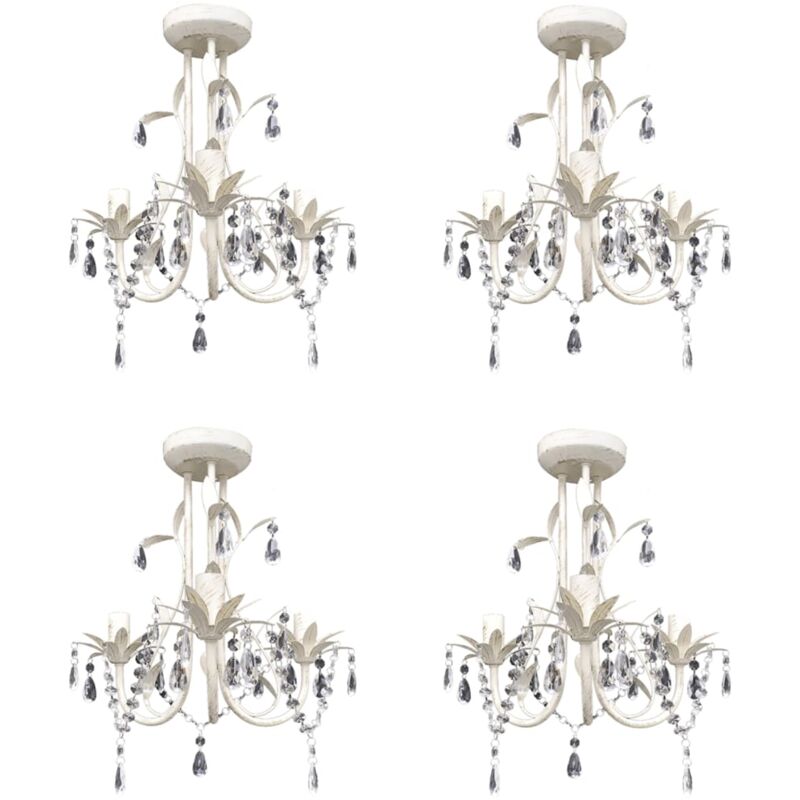 Vidaxl - Crystal Pendant Ceiling Lamp Chandeliers 4 pcs Elegant White - White