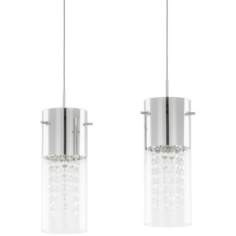 Italux - Marqu - Hanging Pendant Chrome 2 Light with Clear Shade, E14