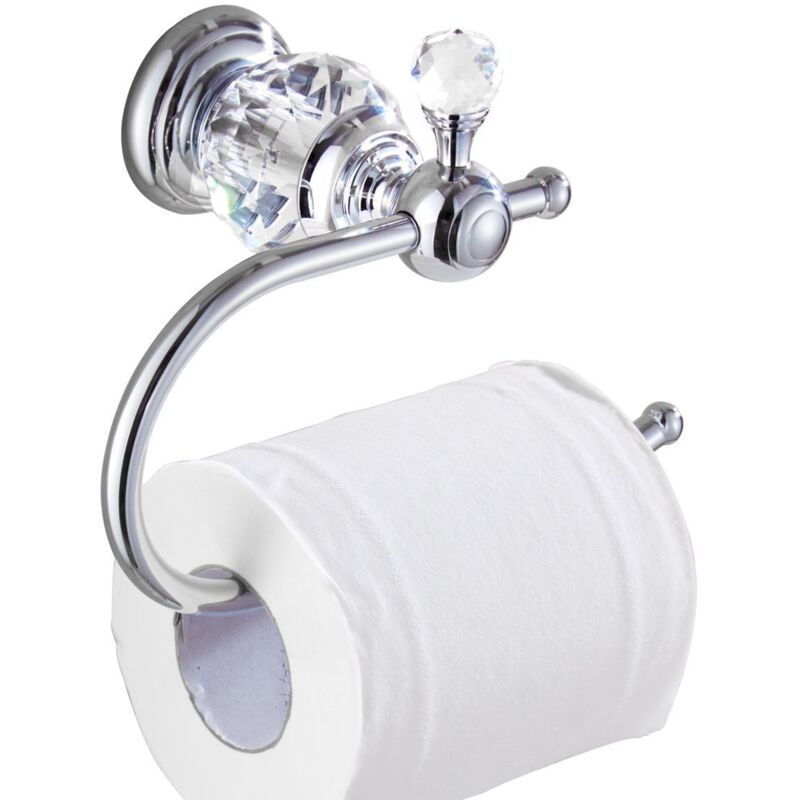 ZVD - Crystal Series Brass Toilet Roll Holder, Polished Chrome