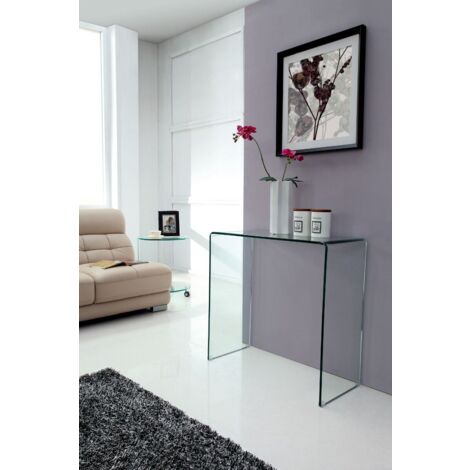 Crystal Small Stylish Curved Glass Hallway Console Table