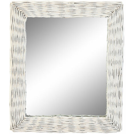Crystal Wicker Mirror 53.5x4x62.5 Weiß geflochtenes Glas MDF -Material mehrfarbige Farbfamilienspiegel Details