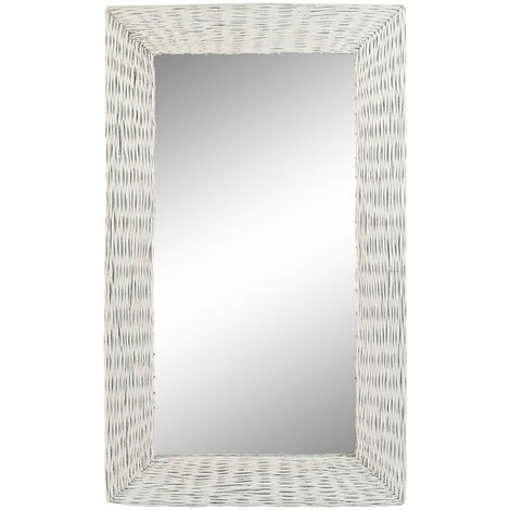 Crystal Wicker Mirror 87x4x147 Weiß geflochtene Kristall Wicker MDF Multicolor -Farbe Miroirs Spiegel Details Details