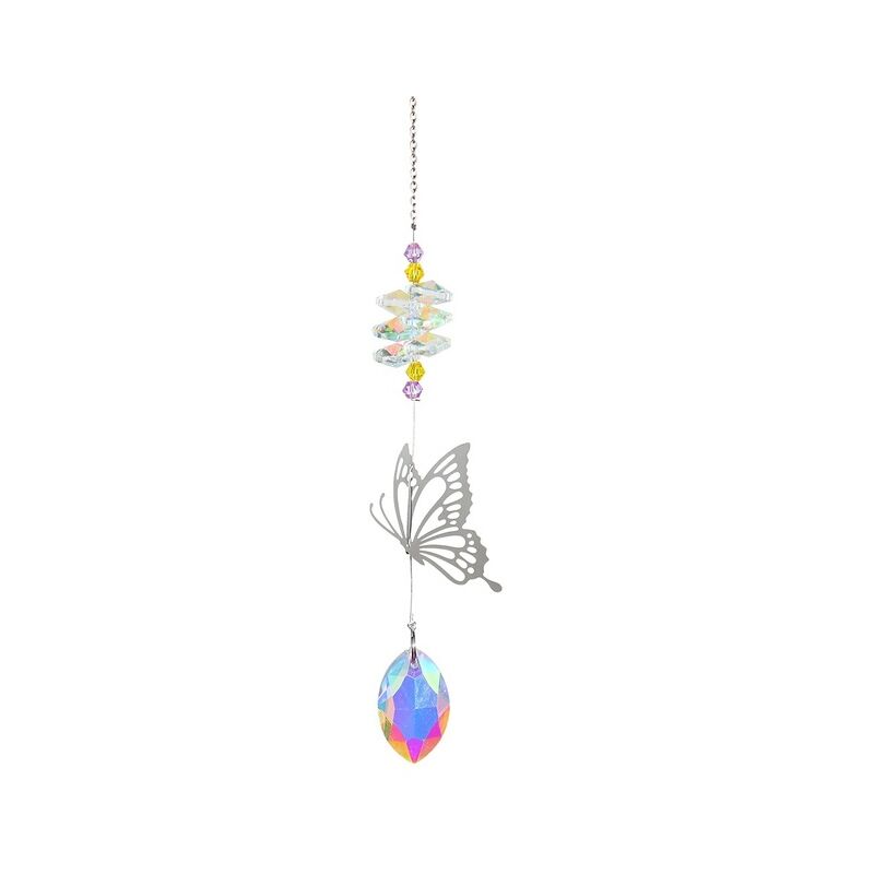 Crystal Windchimes Sun Catcher Silver Butterfly
